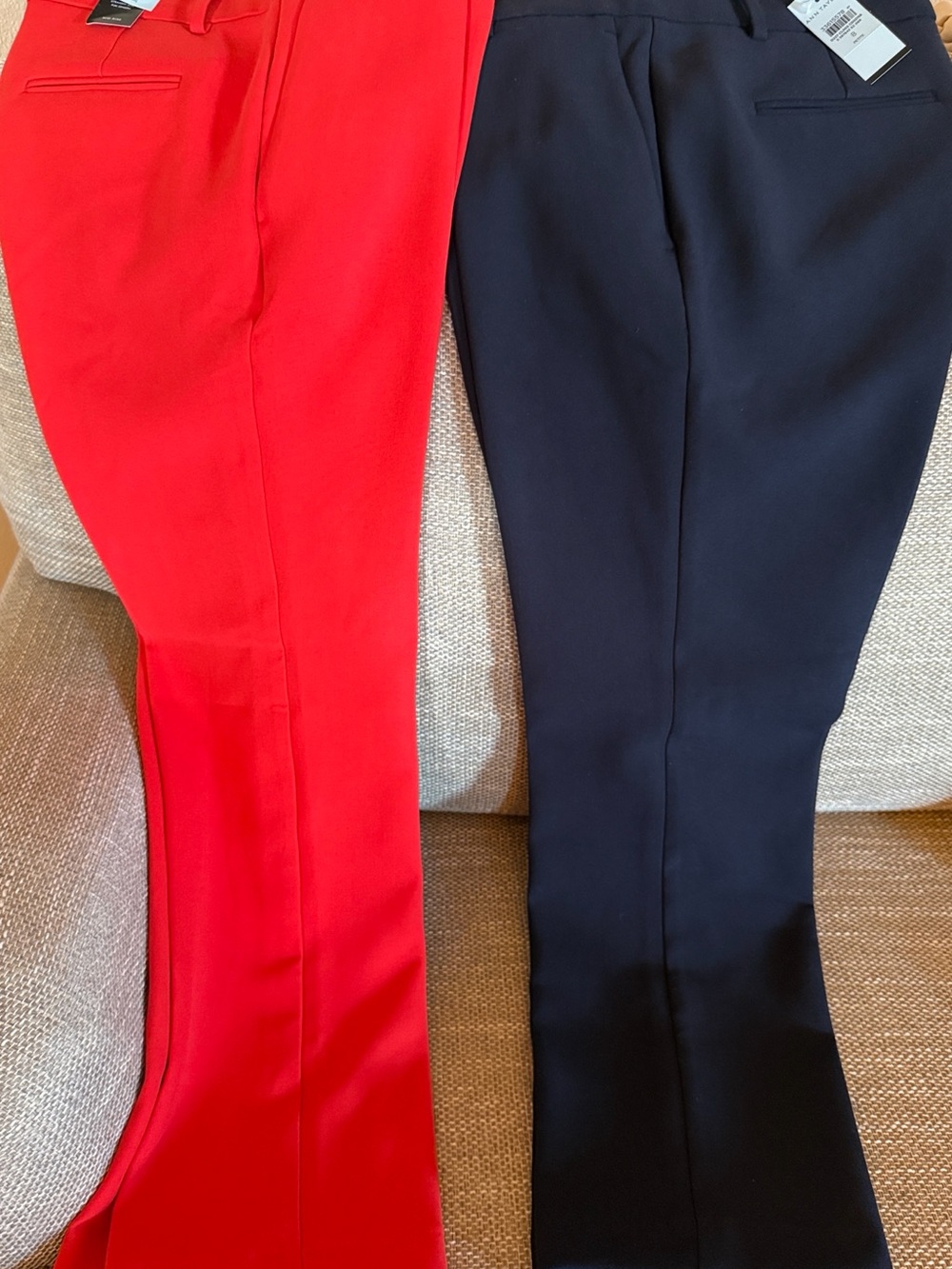 Ann Taylor Poppy Red & Navy Straight Leg Dress Pants
